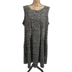 HALSTON‎ Black and White Leopard Print Sheath Dress Plus Size 22 2X New